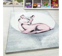 Ayyildiz Tapis Enfant Chambre de Bébé Motif Faon Gris Rose Blanc - 160x230 cm