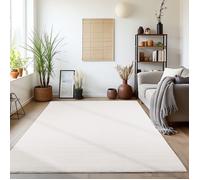 Ayyildiz Tapis modernes design Crème 200 x 290 cm poils courts Couleur unique pour Salon dos antidérapant