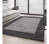 Ayyildiz - Tapis Shaggy Gris dégradé avec Cadre pour Salon Chambre ? Poils Longs 30 mm - Dimension 80x250 cm
