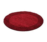 Ayyildiz Tapis Shaggy Pile Longue Designe 2 Couleur Rouge-Bordeaux - 120x120 cm Ronde