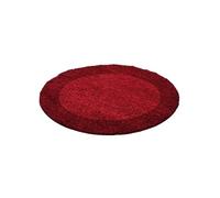 Ayyildiz Tapis Shaggy Pile Longue Designe 2 Couleur Rouge-Bordeaux - 160x160 cm Ronde