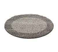 Ayyildiz Tapis Shaggy Pile Longue Designe 2 Couleur Taupe-Mocca - 200x200 cm Ronde
