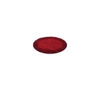 Ayyildiz Tapis Shaggy Pile Longue Designe Bordure Couleurs et Tailles au Choix - 200x200 cm Ronde, Rouge-Bordeaux