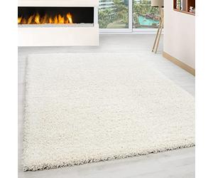 Ayyildiz Teppich - Tapis Shaggy uni pour Salon Duveteux, polypropylène, crème, 80 x 250 cm