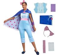 AYYOHON Bo Peep - Costume pour femmes - combinaison-pantalon, cape et bandeau - Ensemble de cowgirl Sheperdess pour adultes, tenues d'Halloween et de costumade, taille XS