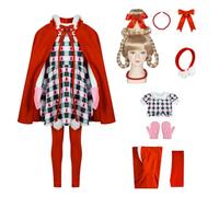 AYYOHON Cindy Lou Who Costume pour femme 8 pièces Tenue de Noël Cape Robe Collants Gants Bandeau Perruque pour Déguisement XL