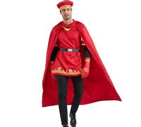 AYYOHON Costume de Lord Farquaad pour homme - Costume d'Halloween - Chapeau - Cape rouge - Costume pour adulte - Taille M