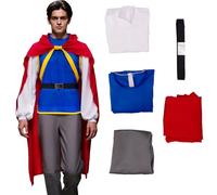 AYYOHON Costume de prince pour homme - Contes de fées - Tenues de cosplay de pirate - Chemise de pirate, gilet, cape, pantalon pour adulte - Halloween et cosplay