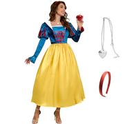 AYYOHON Costume de Princesse des Neiges Blanche pour Femmes, Manches bouffantes, Robe de Conte de Fées avec Cape, Tenue de Cosplay Halloween pour Adulte - Taille 3XL