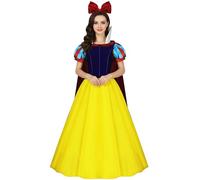 AYYOHON Costume de princesse des neiges blanche pour femmes - Robe de conte de fées à manches bouffantes avec cape - Tenue d'Halloween et de cosplay pour adulte, taille S