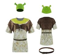 AYYOHON Costume d'Ogre, chemise, gilet, dessin animé, film, cosplay, chemise de sublimation, bonnet tricoté pour adulte, avec oreilles, taille XS