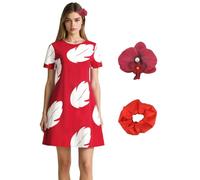 AYYOHON Lilo Costume de cosplay pour femme - Robe hawaïenne à manches courtes avec bandeau à fleurs - Pour Halloween, fête - Taille 3XL