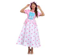 AYYOHON Little Bo Peep Costume pour femme avec bonnet rose et bleu pour adulte, jupe à pois, robe d'Halloween de bergère, taille XL