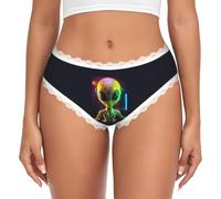 AYYQWE Alien Planet Print Lady Lace Culotte Respirant String Slip Confortable Vêtements Cadeau Sous-vêtements, blanc, L