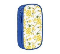 AYYQWE Ananas Trousse à crayons pratique multi-compartiments pour bureau, voyage, école, art quotidien, bleu, Taille unique, Poche de rangement