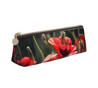 AYYQWE Belle trousse à crayons avec motif coquelicot rouge pour étudiant, grande capacité, pochette triangulaire, fermeture éclair, stylo de maquillage, école, collège, blanc, Taille unique