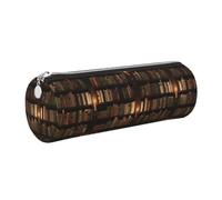 AYYQWE Bibliothèque Bibliothèque Imprimée Trousse Cylindrique Élégant Stylo Pochette Accessoires Bureau Papeterie Organisateur, Argenté., One Size, Organiseur de sac