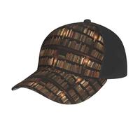 AYYQWE Bibliothèque Bookshelf Book Print Baseball Cap Mesh Summer Hat Outdoor Sports Quick Dry Respirant Absorption de la Sudation Noir
