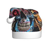 AYYQWE Bonnet de Père Noël imprimé crânes en sucre pour homme et femme Décoration fête Nouvel An Célébrations festives Casquette de Noël