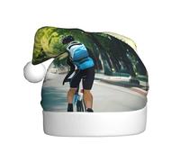 AYYQWE Bonnet de Père Noël imprimé voiture et vélo pour homme et femme Décoration fête Nouvel An Célébrations festives Casquette de Noël