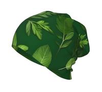 AYYQWE Bonnet unisexe avec imprimé feuilles d'herbes et plantes pour le ski, la randonnée, l'extérieur, le quotidien, l'hiver, bonnet thermique doux noir