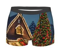 AYYQWE Boxer léger et confortable pour homme Motif village de carnaval de Noël, Noir , XXL