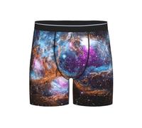 AYYQWE Boxer pour homme imprimé galaxie univers spatial respirant extensible doux pour un usage quotidien, voyage, gym, Noir , S