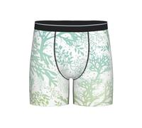AYYQWE Caleçon boxeur pour homme imprimé algues vertes bleu mer respirant extensible doux pour un usage quotidien voyage gym sous-vêtements, Noir , M