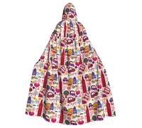 AYYQWE Cape à capuche confortable pour adultes avec imprimé journal scolaire en anglais pour cosplay, carnaval, bal masqué, fête