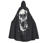 AYYQWE Cape à capuche pour adulte avec imprimé tête de mort fantôme d'horreur, cosplay, carnaval, fête, bal masqué