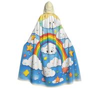 AYYQWE Cape à capuche unisexe pour adulte, motif nuages arc-en-ciel, motif gouttes de pluie, costume d'Halloween, cosplay, carnaval