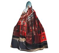 AYYQWE Cape à capuche unisexe pour adulte Motif rue de Londres Rouge