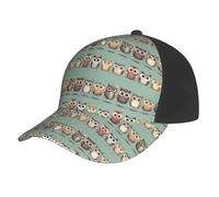 AYYQWE Cartoon Owls Cute Print Baseball Cap Mesh Summer Hat Outdoor Sports Quick-Dry Respirant Absorption de la sueur Noir