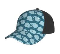 AYYQWE Cartoon Whales Background Print Baseball Cap Mesh Summer Hat Outdoor Sports Quick-Dry Respirant Absorption de la Sudation Noir