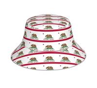 AYYQWE Chapeau bob réfléchissant unisexe imprimé drapeau de l'État de Californie pour la plage, la pêche, la randonnée, le camping, les voyages, l'été chapeau de soleil noir