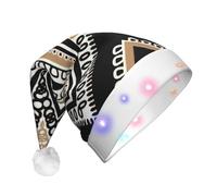 AYYQWE Chapeau de Noël lumineux avec imprimé zigzag noir blanc brun clair pour adultes pour fêtes de fin d'année, célébrations de Noël