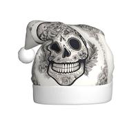 AYYQWE Chapeau de Noël mexicain imprimé tête de mort pour homme et femme - Bonnet de Père Noël pour les fêtes de fin d'année