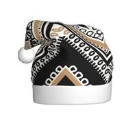 AYYQWE Chapeau de Noël noir blanc brun clair imprimé zigzag hommes et femmes bonnet de Père Noël pour décorations de fête de vacances