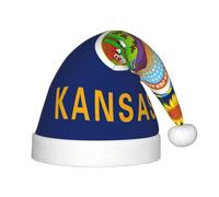 AYYQWE Chapeau de Noël pour adultes avec imprimé drapeau de l'État du Kansas pour Noël, Nouvel An, fêtes saisonnières