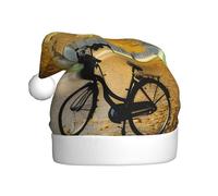 AYYQWE Chapeau de Père Noël Arbre d'automne avec imprimé vieux vélo vieilli pour homme et femme Décoration fête Nouvel An Célébrations festives Casquette de Noël