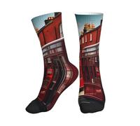 AYYQWE Chaussettes de sport légères et respirantes avec imprimé rue de Londres Rouge, 1 noir, Taille unique