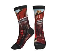 AYYQWE Chaussettes de sport légères et respirantes avec imprimé rue de Londres Rouge, 3 noir, Taille unique