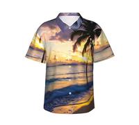 AYYQWE Chemise hawaïenne à manches courtes pour homme avec imprimé jamaïcain à couper le souffle sur la plage, les week-ends, les réunions en plein air, Noir , L