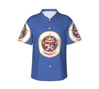AYYQWE Chemise hawaïenne d'été à manches courtes pour homme avec drapeau de l'État du Minnesota, pour la plage, les week-ends, les réunions en plein air, Noir , XXL