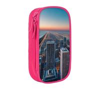 AYYQWE Chicago Illinois USA Trousse à crayons pratique multi-compartiments pour bureau, voyage, école, art quotidien, rose, Taille unique, Poche de rangement