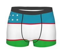 AYYQWE Drapeau de la République d'Ouzbékistan Imprimé Hommes Léger Confortable Boxer Slip Sous-vêtements Toutes Occasions Activités Porter, Noir , S
