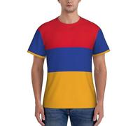 AYYQWE Drapeau de l'Arménie Imprimé Mode Hommes T-shirts à manches courtes Gym Wear Respirant Entraînement Été Casual Sortie, Noir , S