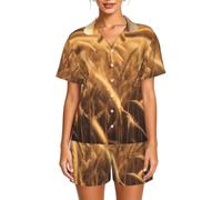AYYQWE Ensemble de pyjama à manches courtes pour femme Imprimé champ de blé, Noir , 5XL Taille courte