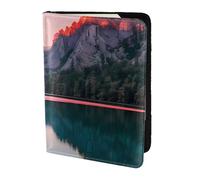 AYYQWE Étui portefeuille élégant et léger pour passeport et documents de voyage Motif lac et coucher de soleil, Noir , Taille unique