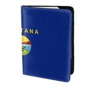 AYYQWE Étui portefeuille pour passeport et documents de voyage avec imprimé drapeau de l'État du Montana pour homme et femme, Noir , Taille unique